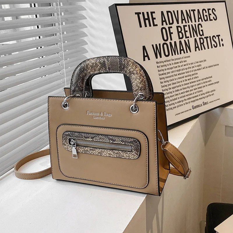 

WBS 2023 New Fashion High Quality Snake Pattern Bags for Women Contrast Color Designer Handbags Shoulder Bag