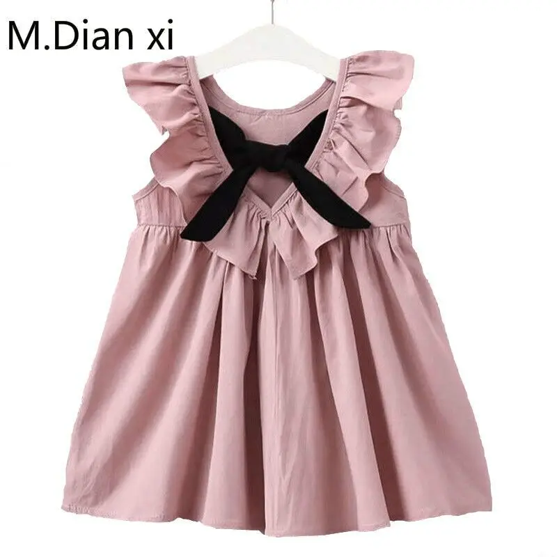 Платье принцессы Новинка лета 2022 Корейская версия платья для девочек с бантом и