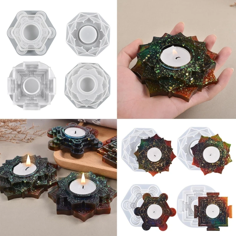 

Candlestick Mold Cement Concrete Mold Lotus Tealight Candle Holder Resin Molds H8WF