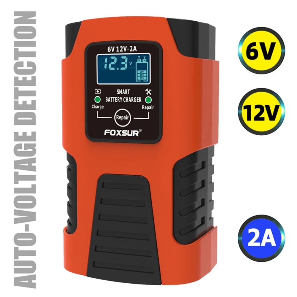 

Smart Automatic Battery Charger Vehicle W/ LCD Display Maintainer Parts Replacement 130×75×50mm 1pcs Accessories