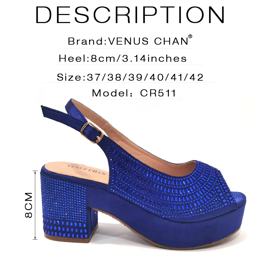 Venus Chan Wedding Shoes for Women Bride Platform Heels Italian Full Drill Design Elegant Shoes and Bags Matching Set 2023