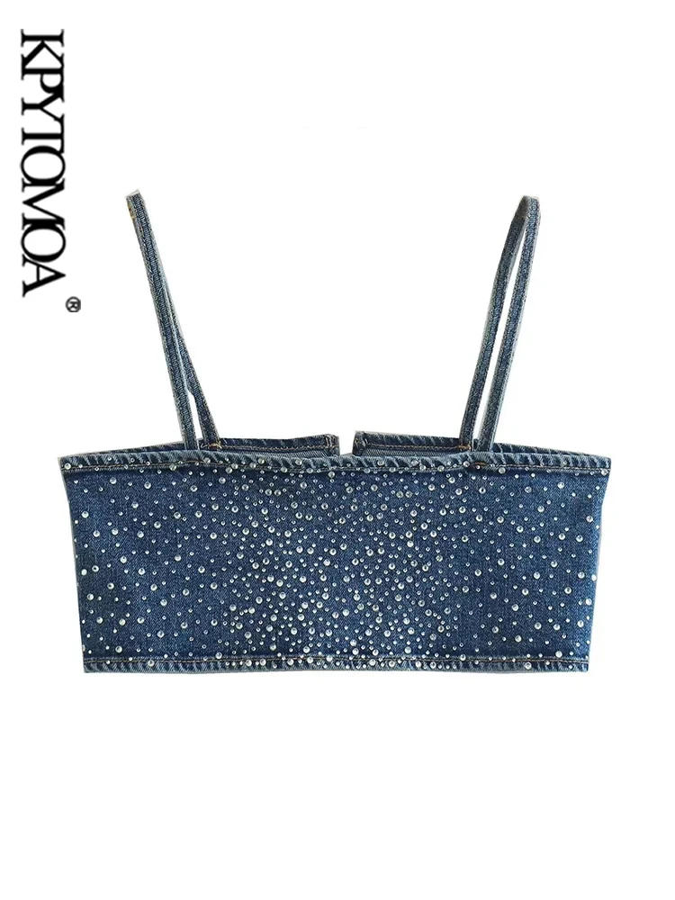 KPYTOMOA-Женские джинсовые майки на тонких лямках сексуальная мода с прорезями