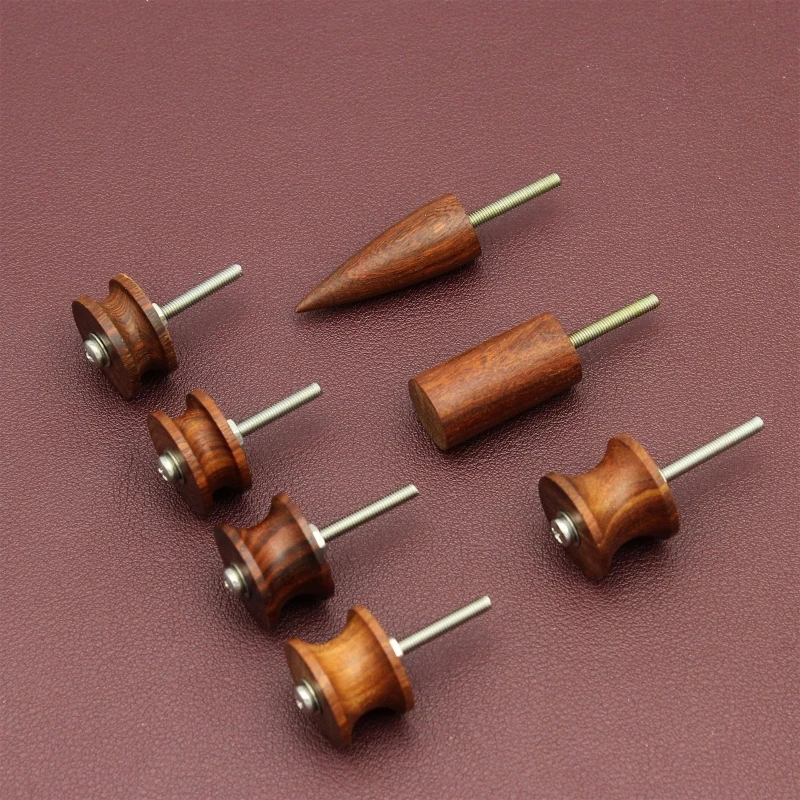 

7x Multi Grooved Burnishing Tips Practical Leather Burnisher Kit Pointed Tip Leather Slicker Tools for DIY Leather Tools R9UF
