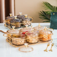 new dried fruit plate 3 colors snack fruit dish transparent round snack tray storage plate with lid dessert tray fruit bowl