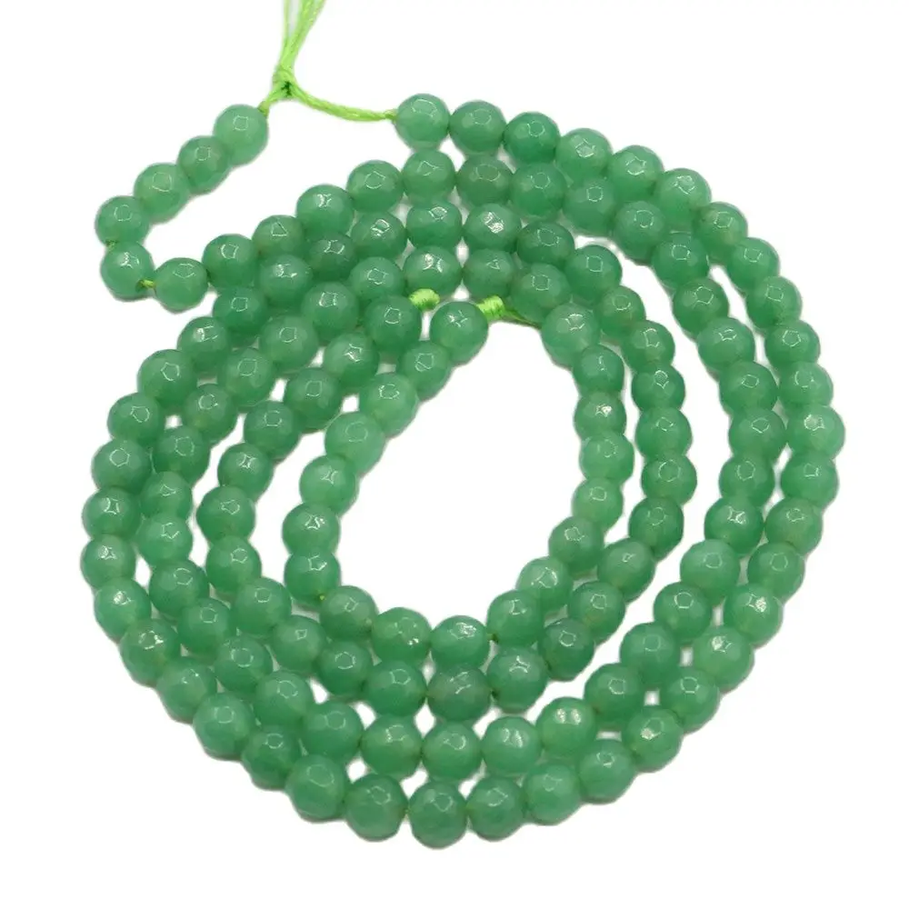 

APDGG 6mm 5 Strands Green Aventurine Jade Round Faceted Beads Gemstone Beads 15" Strand Jewelry Making DIY
