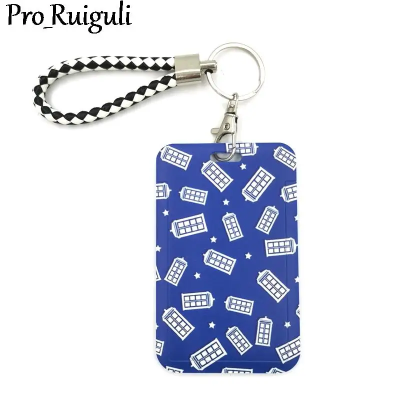 

Telephone Booth Cartoon Cute Credit Card Holder Lanyard Women Men Kid Badge Reel ID Name Bus Clips Carde Holder Clips