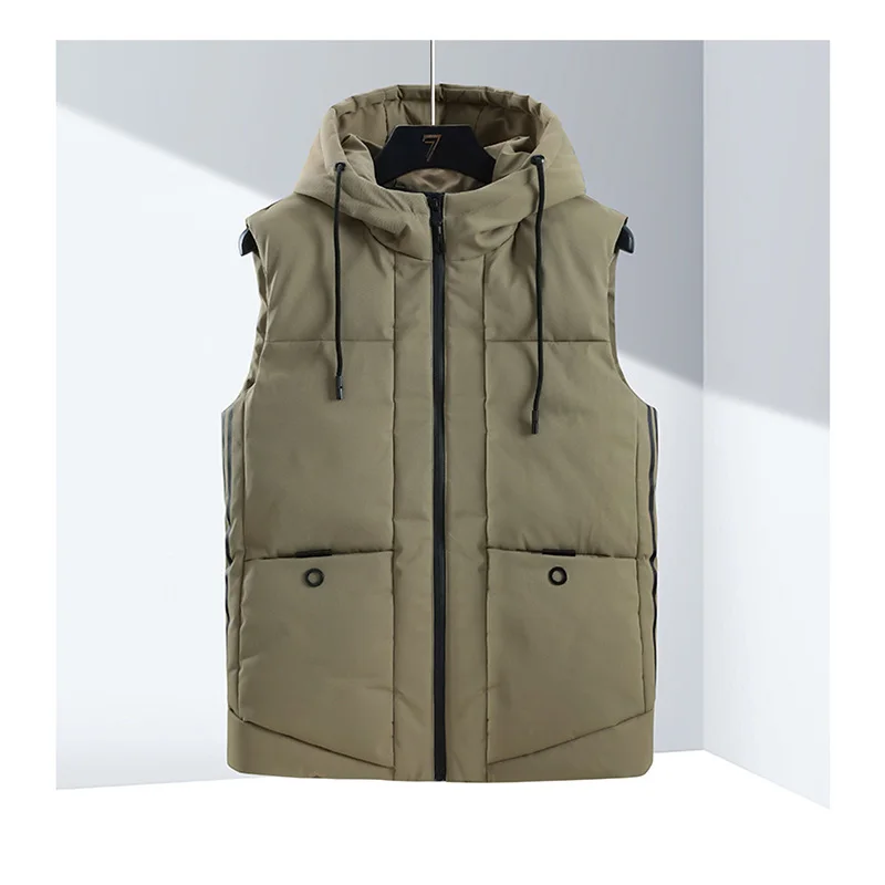 Men's Jacket Couple Down Vest Vest, Men's Fashion Solid Color Hooded Down Sleeveless Casual Winter New Men's M-5XL