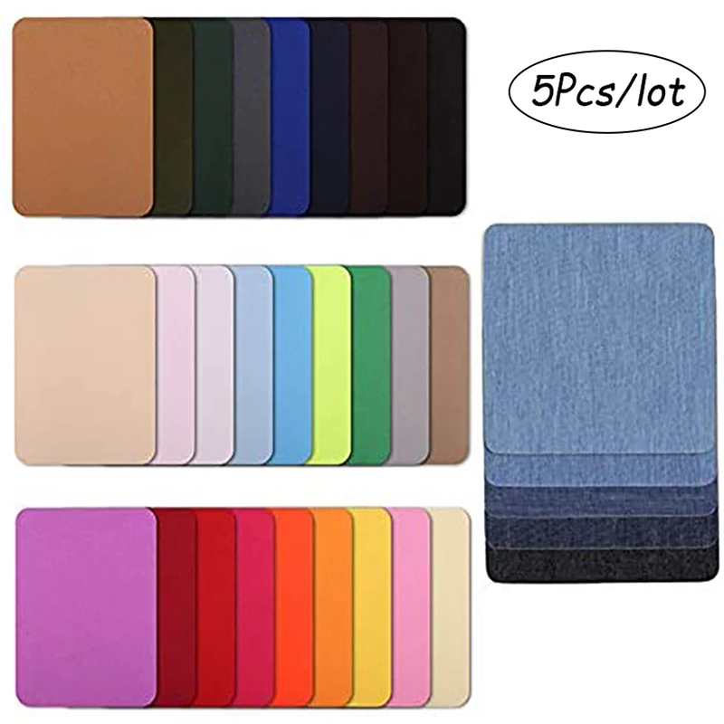 

5Pcs Fabric Iron-on Patches Clothes DIY Jeans Iron On Patches Repair Shirts Pants Knee Applique Apparel Fabric Sewing Accessory
