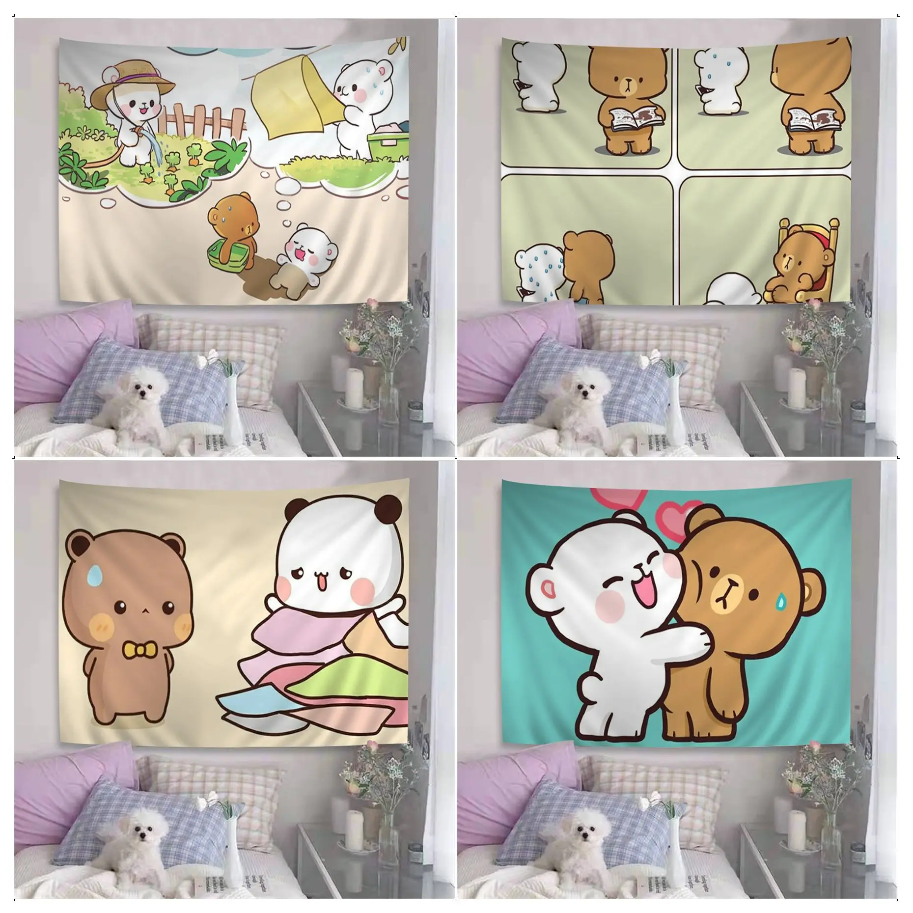 

M-Milk Cute M-Mocha Bear Tapestry Colorful Tapestry Wall Hanging Bohemian Wall Tapestries Mandala Wall Hanging Sheets