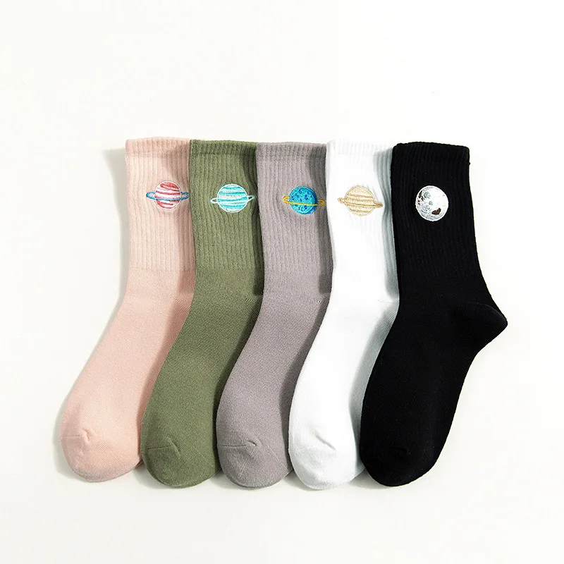 

Long Socks Korean Women Style Autumn Cute Japanese Harajuku Woman Socks Kawaii Girls Socks Gifts Planet Magic Array Embroidery