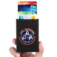 anti theft id credit card holder thin aluminium metal wallets cool star trek symbol printing pocket case bank card box