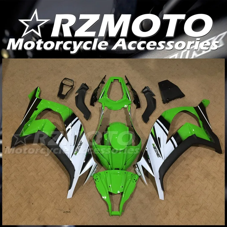 

Новый комплект обтекателей из АБС-пластика, подходит для Kawasaki Ninja ZX-10R 2011 2012 2013 2014 2015 11 12 13 14 15, обтекатель кузова, зеленый, белый