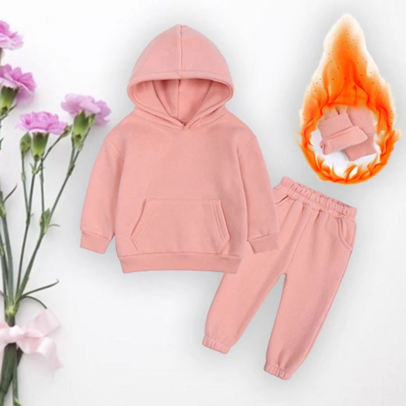 

Children Clothes Kids Suit Warm Sweater Girl Fleece Hoodies Pullover Sweatshirt Pant Winter Spring Girl Boy Tracksuit Sportswear