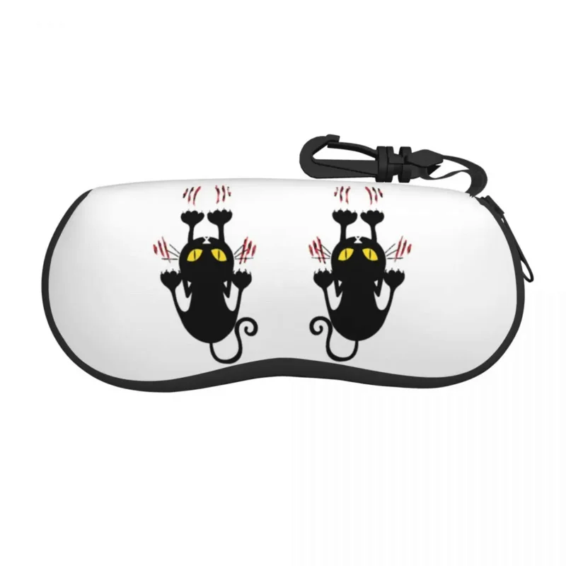 

Black Cat Holding On Sunglasses Soft Case Neoprene Zipper Cartoon Kitten Animal Shell Eyeglass Case Protective Box For Glasses