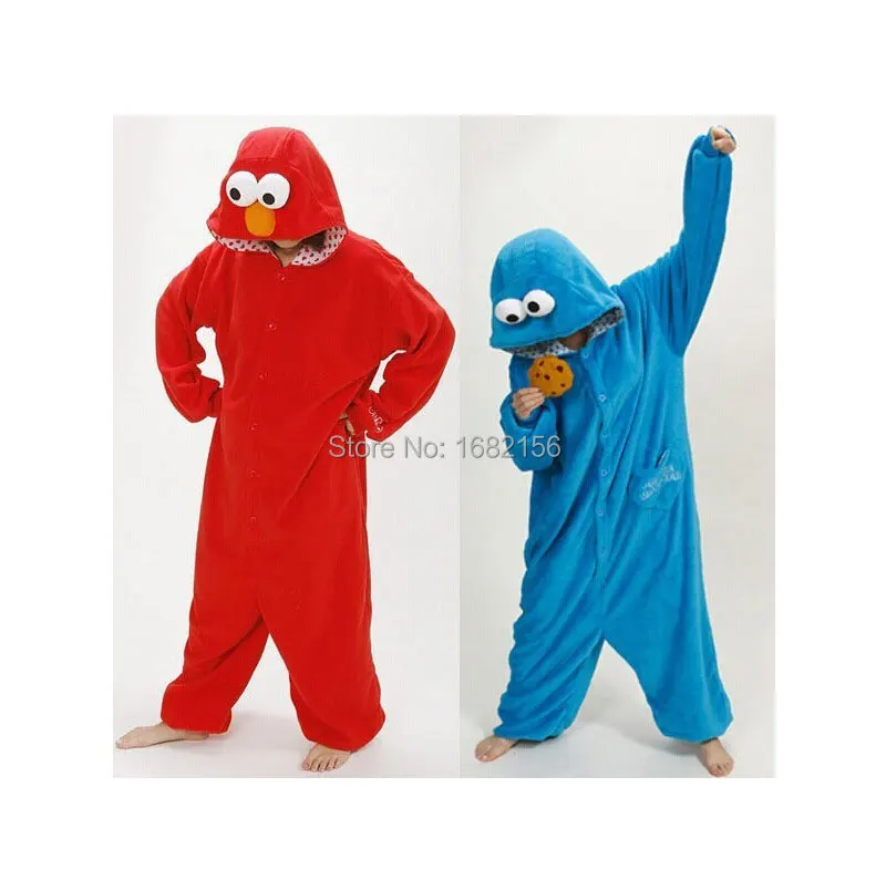 Kigurumi New Flannel Adult Cookie Monster Pajamas Disfraces For Unisex Sleepsuit Sleepwear Pyjamas Animal Onesie