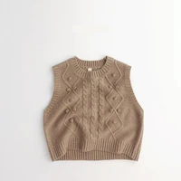 2022 new children sleeveless knit sweater autumn girls solid casual sweater kids knitted vest vintage baby boys vest clothes