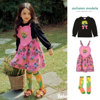 korea childrens clothing girls sweat shirt dress 2022 autumn bow one birthday dress skirt childrens clothing