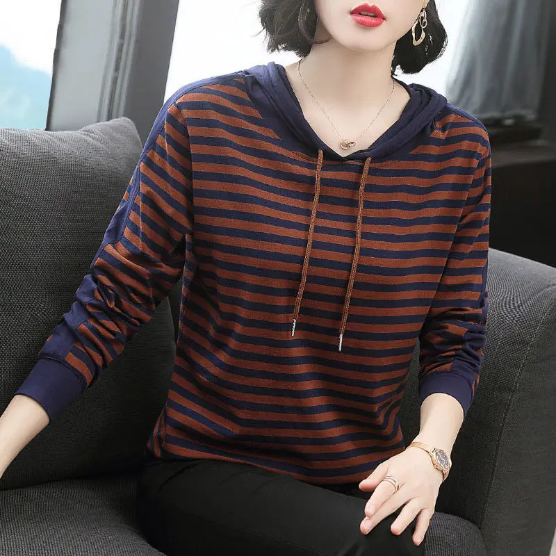 

Блузка женская оверсайз с длинным рукавом, х/б, с капюшоном