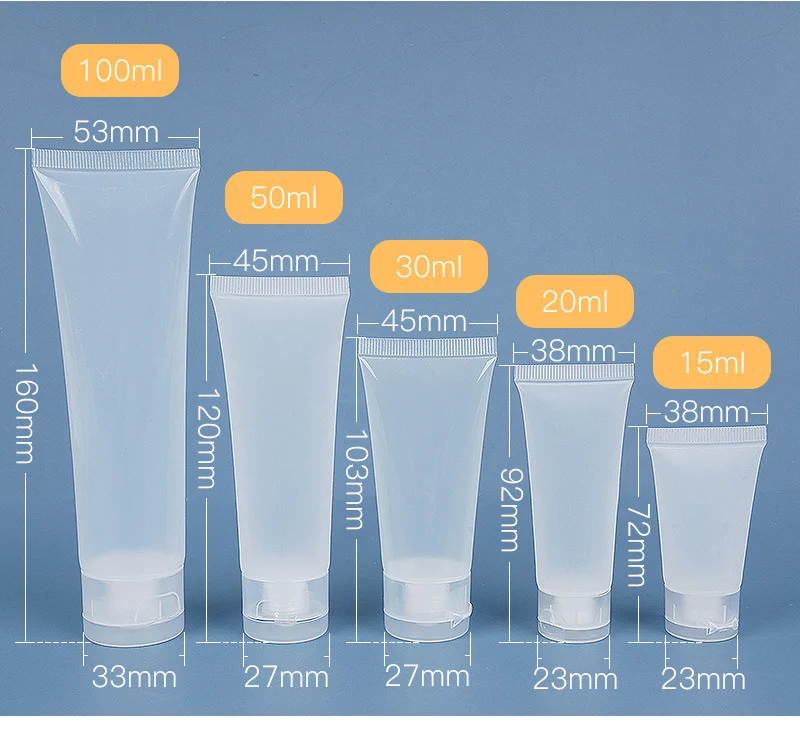 Пустая матовая прозрачная туба для косметического крема лосьона шампуня ванны 50