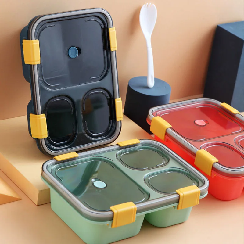 

Lunch Box Food Grade PP Grids Sealed Non-Odor Students Office Workers Bento Box Kitchen Microwavable Food Storage Container