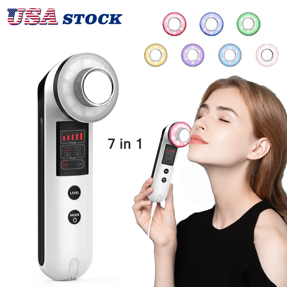 

2 in 1 3MHz Ultrasonic Facial Cleanser Sonic Vibrating Ultrasound Face Cleansing Massage 7 Colors Photon Light Therapy Skin Care