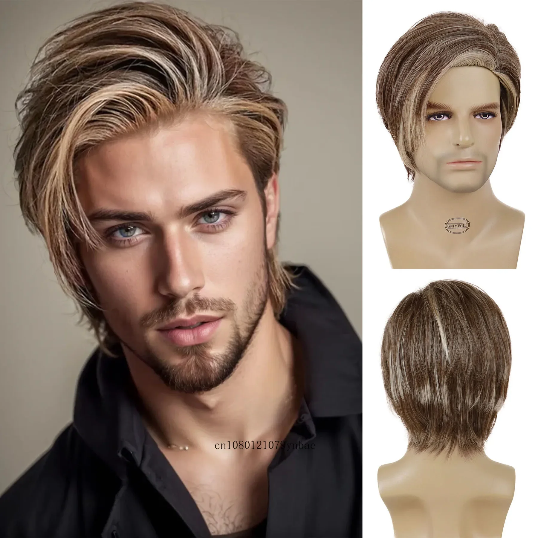 Мужской парик Натуральные короткие прямые синтетические парики для мужчин