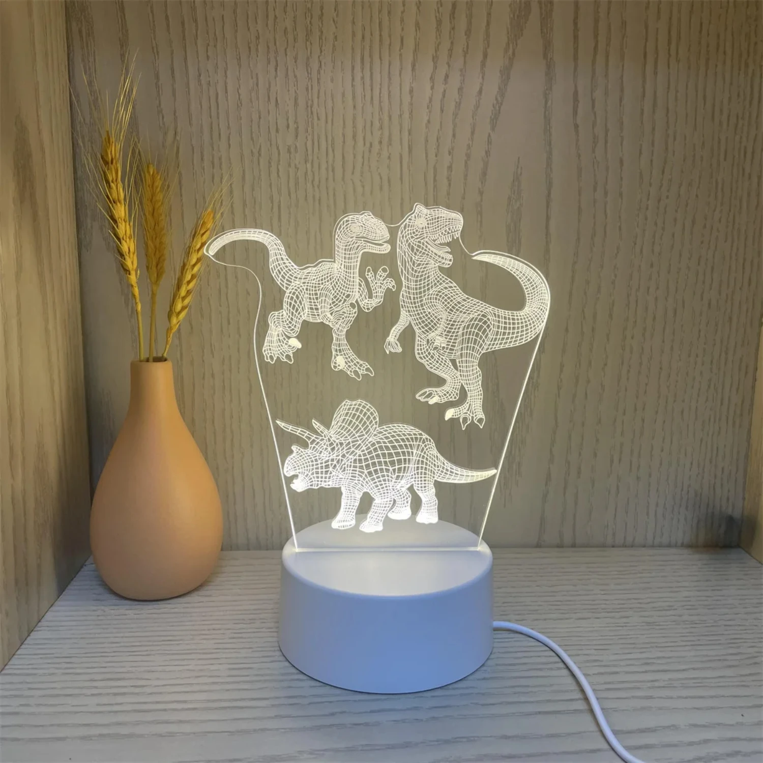 1 шт. 3D ночник с динозавром оптическая иллюзия лампа 7-цветным меняющимся