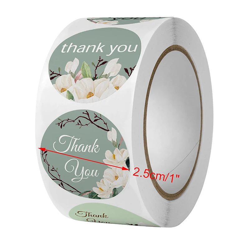 500 шт./рулон разноцветные наклейки спасибо