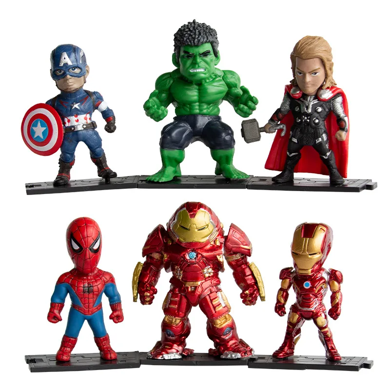 Spiderman Hulk Kids Toys Anime Model Iron Man Thor Kids Cake