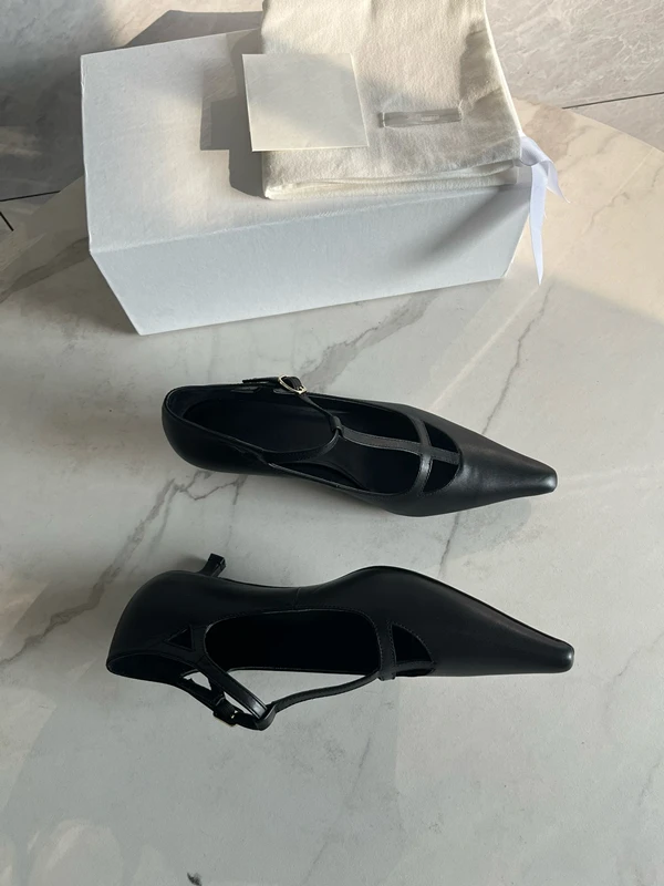 Maxdutti 2024 модные элегантные Т-образные кожаные сандалии на каблуке женские A/W