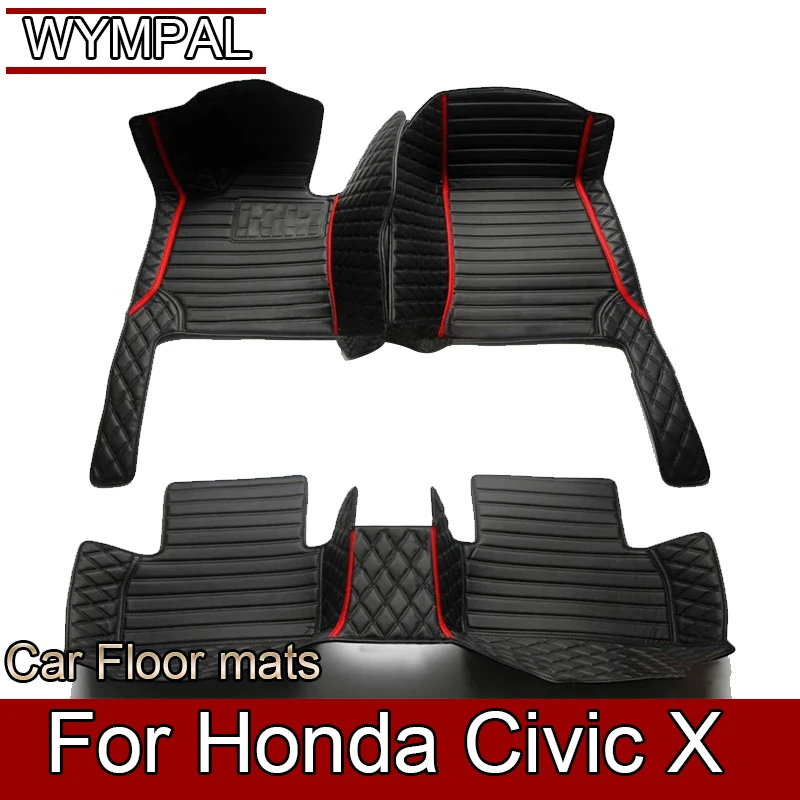 Автомобильные коврики для Honda Civic X 10 FC FK 2016 ~ 2021 кожаные напольные внутренние части