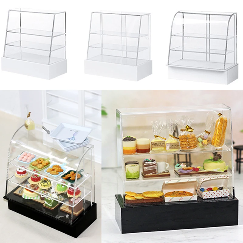 1:12/1:6 Scale Dollhouse Miniature Food Bakery Shop Cake Display Counter Bakery Cabinet Model Showcase Mini Snack Cabinet