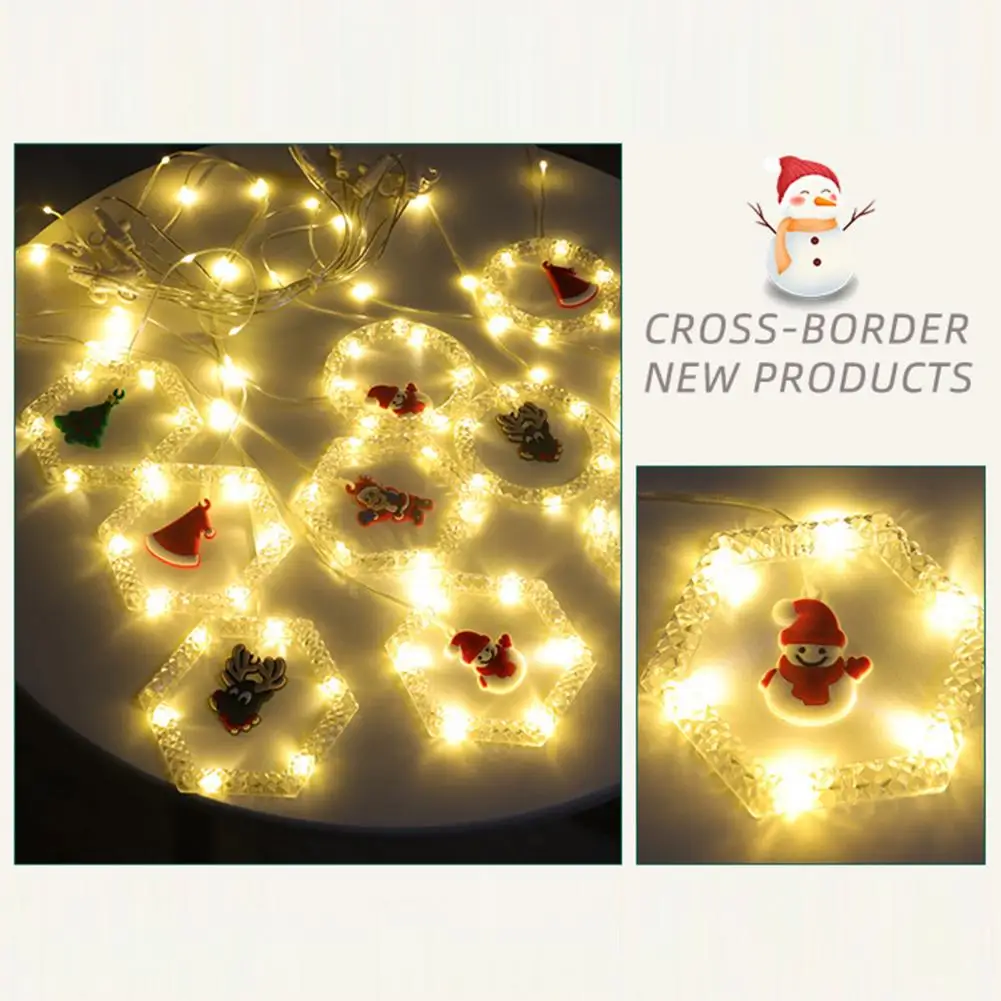 

Gift Curtain Light Eco-friendly Festive Ambience Fashion Halloween Christmas Hexagon Ring LED Curtain Lamp Holiday Light