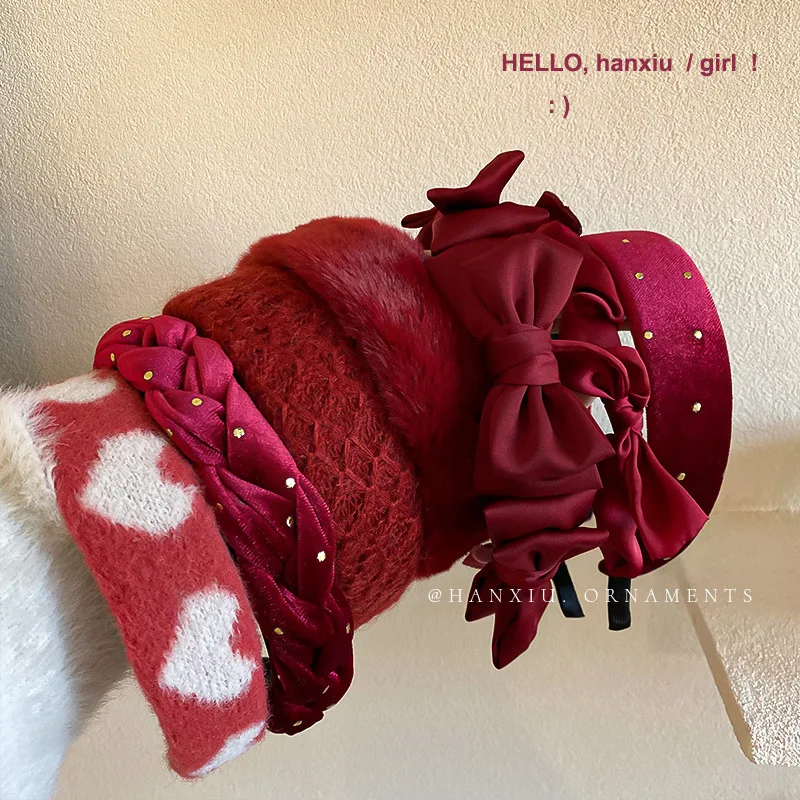 

Повязка для волос с красным огненно-красным бантом из Южной Кореи