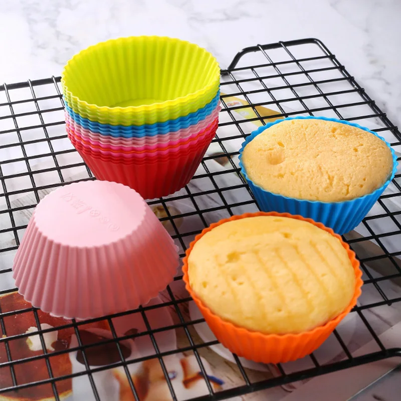 

5Pcs Silicone Cake Mold Round Muffin Cupcake Mousse Pudding Baking Moulds Reusable DIY Chocolates Kitchen Cookie Decorating Tool