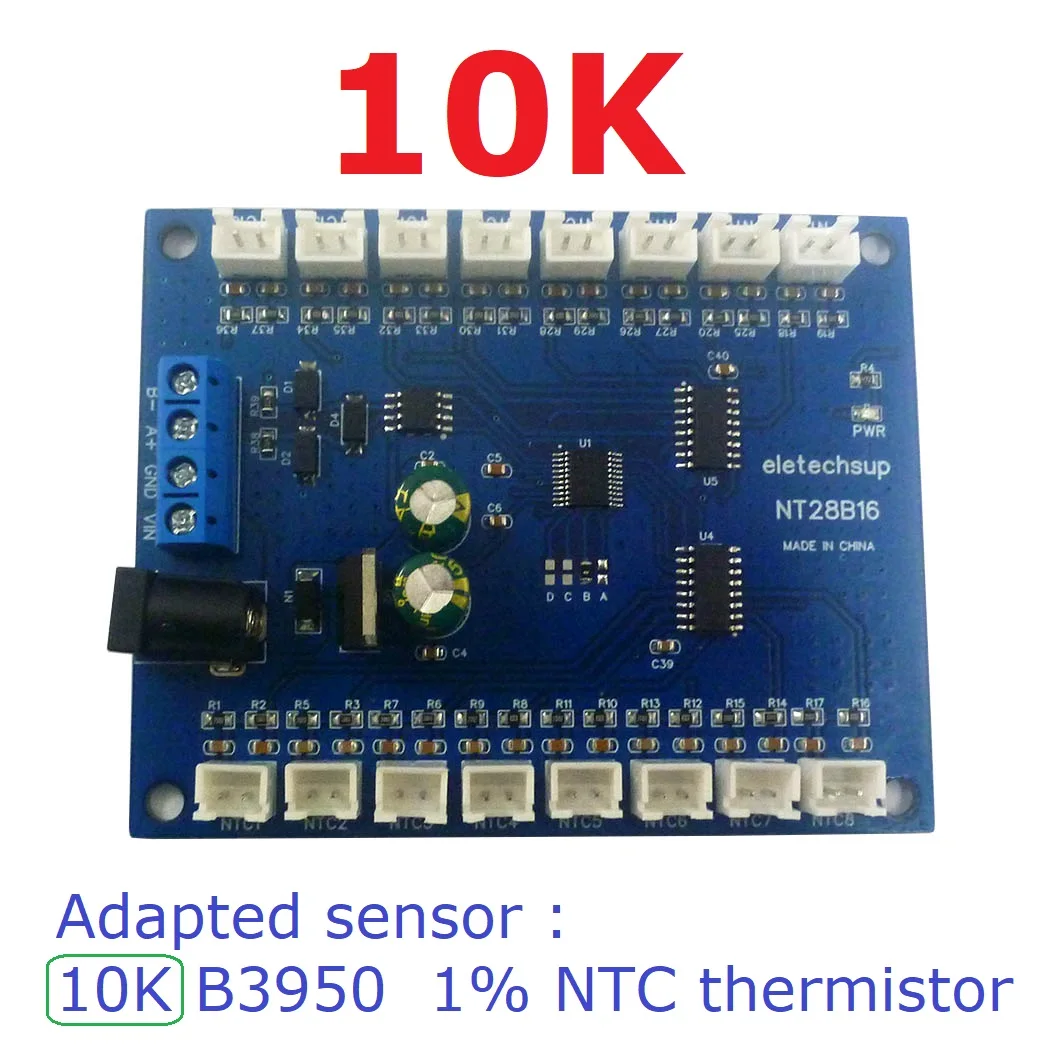

16Ch RS485 Temperature Acquisition Board Ntc Sensor Rtu Paperless Recorder 10K B3950 NTC Sensor