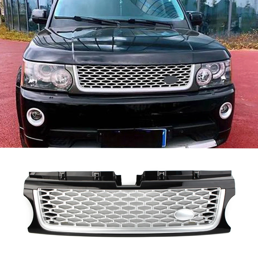 

1Pcs ABS Car Front Bumper Mesh Grille Upper Grill For Range Rover Sport 2010 2011 2012 2013 with Logo Car Accessories