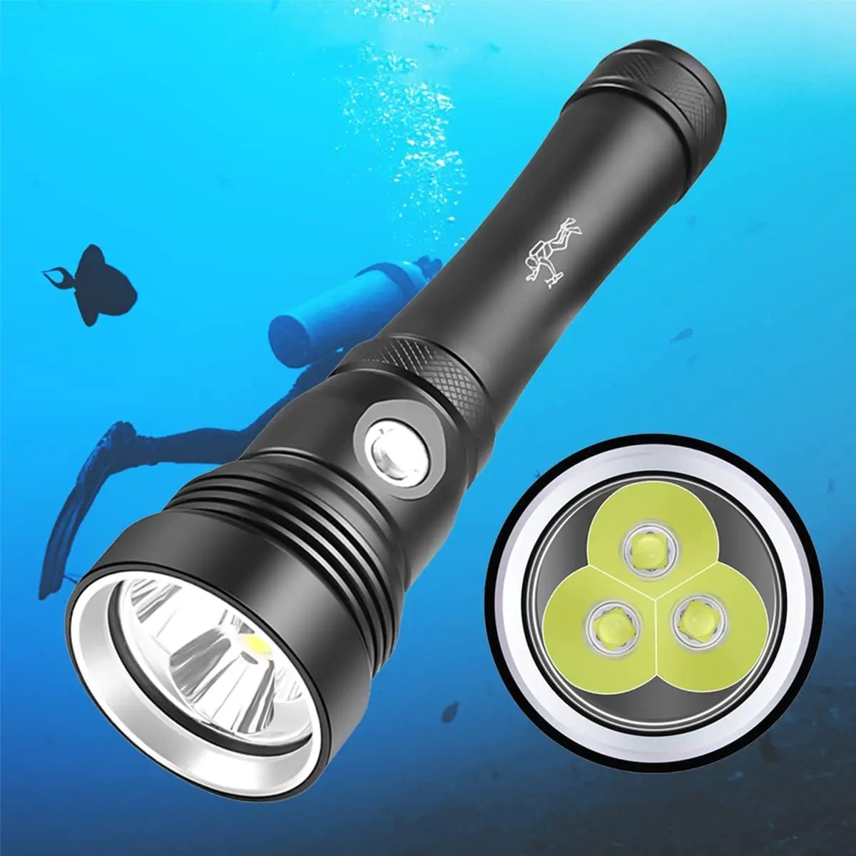 2500LM Powerful LED Diving Flashlight XHP70 Super Bright Underwater 200m Diving Light Outdoor Lighting Camping Lanterna Torch