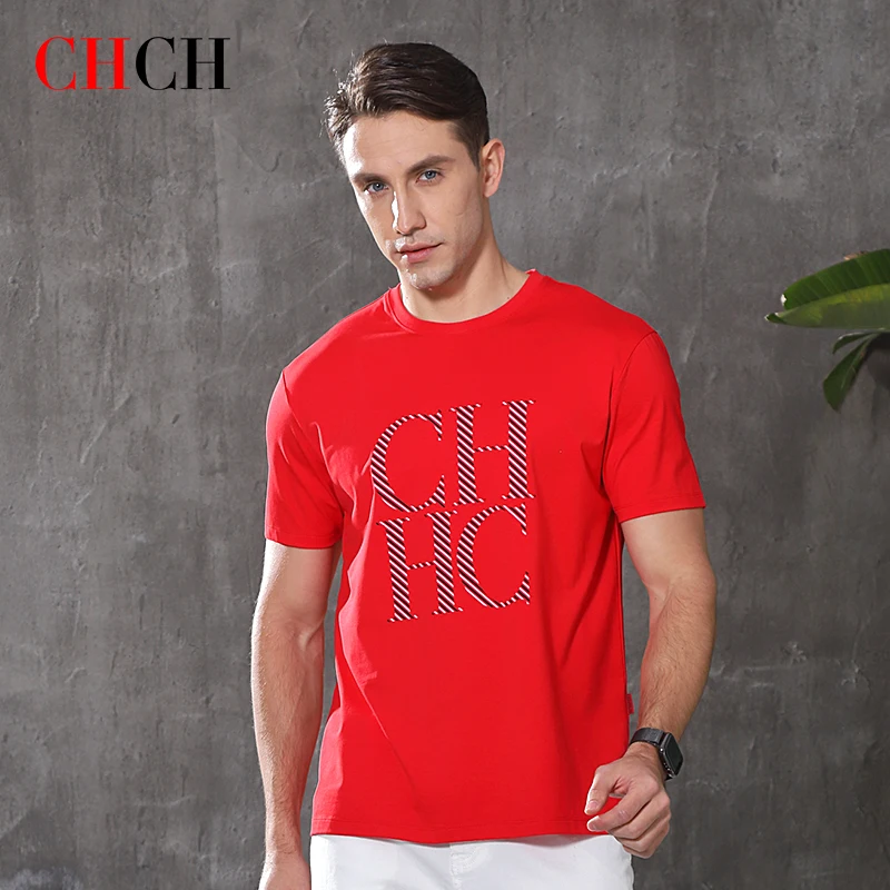

CHCH T Shirts for Men Short Sleeve O-neck Fashion Print Slim Fit Men's T-shirts Casual Summer Men's Clothing Clearance