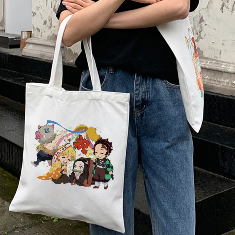 

Женская Холщовая Сумка на плечо, японское аниме киметасу No Yaiba Kamado Tanjirou, с рассеканием демонов, вместительная