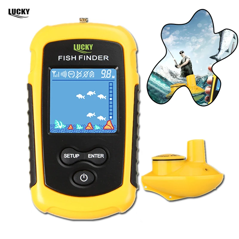 

Беспроводной рыболокатор Lucky, сонар, рыболовная приманка, 120 м, дисплей значка рыбы с эхолотом, эхолот, рыболовная сигнализация, устройство о...