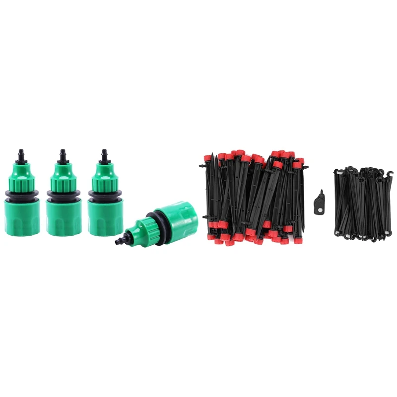

4 Pcs Garden Hose Pipe Tap Connector Fitting & 1 Set 360-Degree Dripper Drip Arrow Irrigating Plant Automatic Waterer