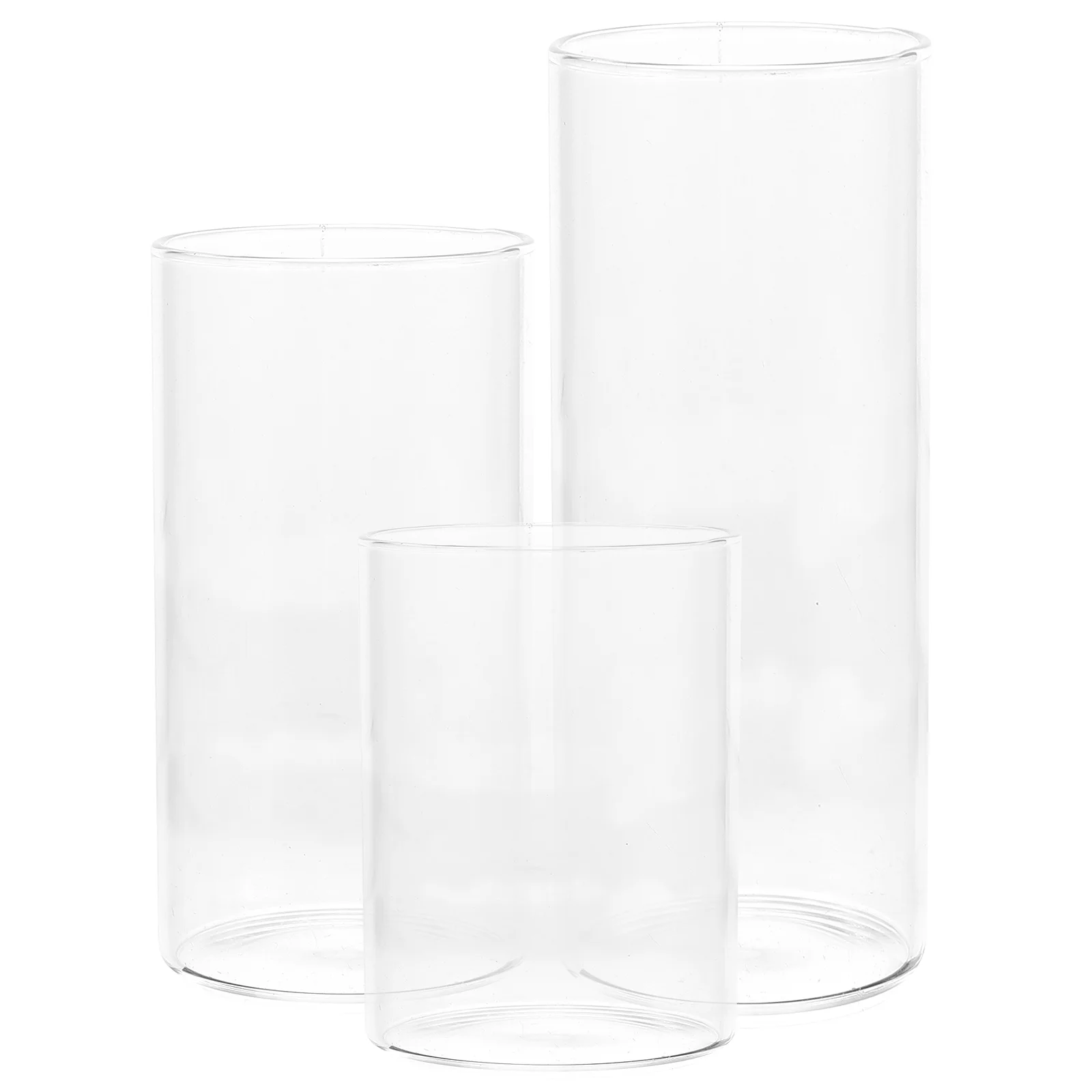 

3 Pcs Clear Glass Glass Cup Clear Household Shades Holders Jars Cylinder Pillar Candleholders