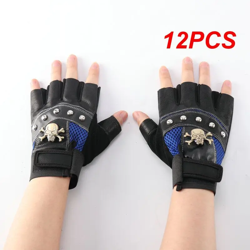 

Защитные перчатки из искусственной кожи на полпальца, мужские тактические перчатки для альпинизма и верховой езды, Перчатки для фитнеса с заклепками и черепом