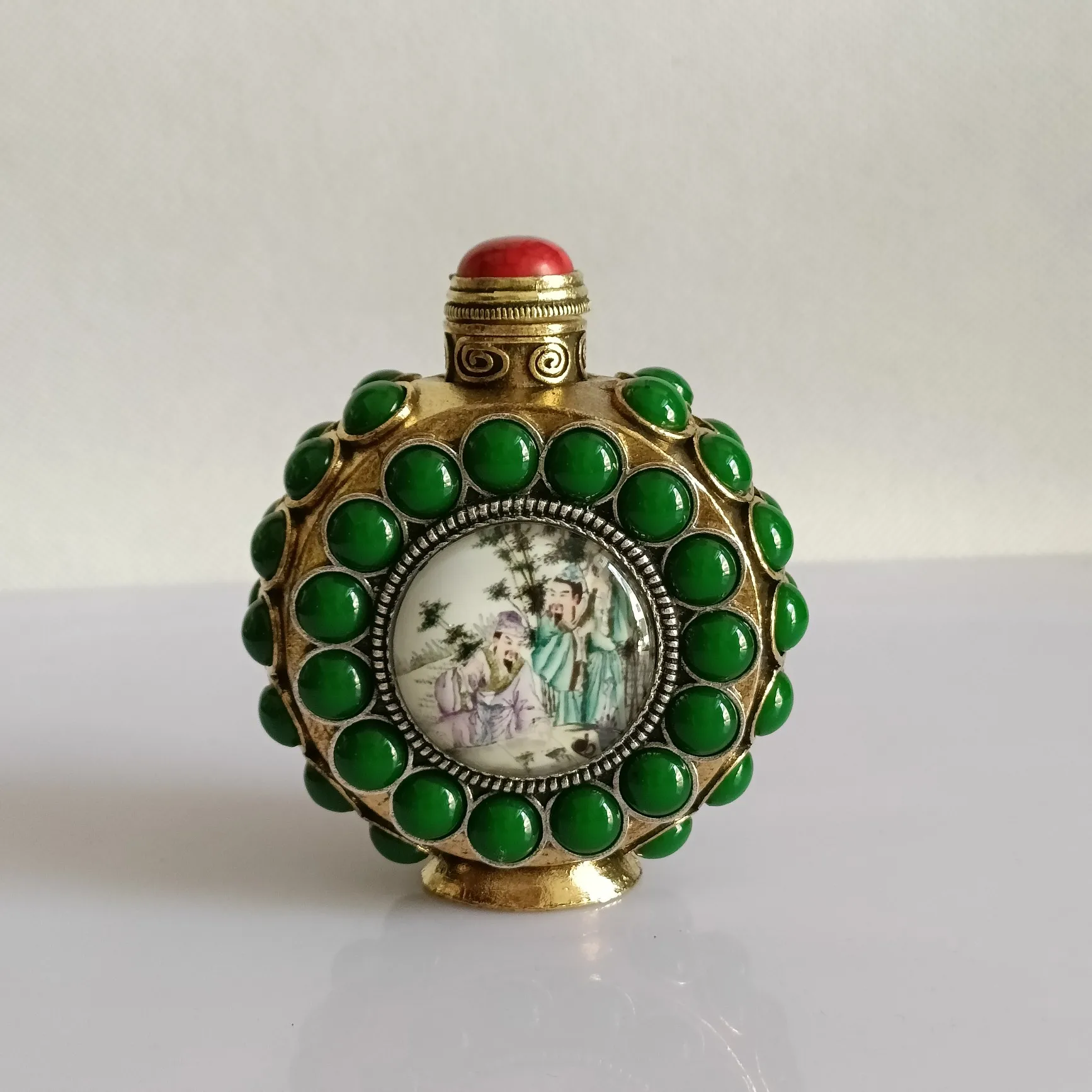 Chinese Elaboration Good Luck Wealth Noctilucent “ Snuff Bottle” Metal Crafts Home Decoration Collect