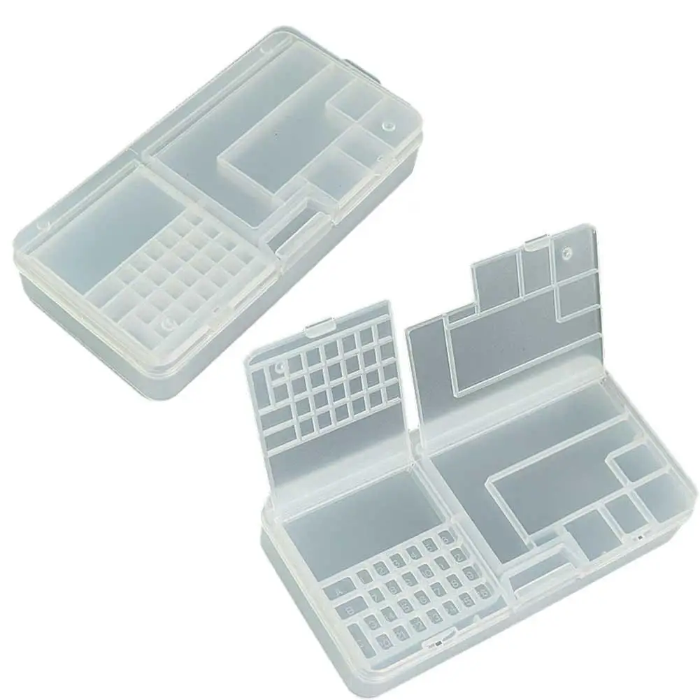 

2pcs Transparent Rectangle Plastic Storage Box Double Layer Electronic Component Box For Storage Jewelry Cosmetics Small Tools