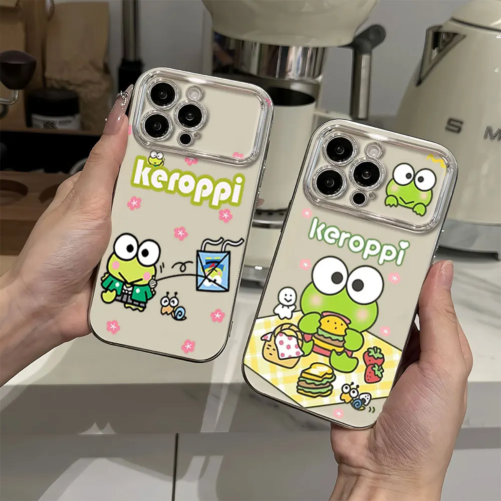 MINISO S-Sanrio K-Keroppi Electric Ferry Large Window Phone Case For Samsung A22 A23 A32 A51 A24 A20 4G 5G Shell