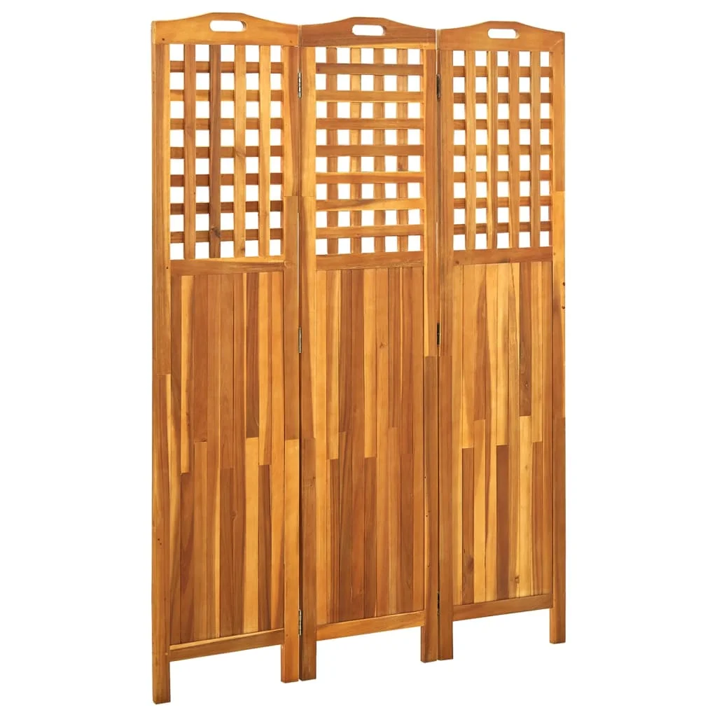 

3-Panel Room Divider 47.6"x0.8"x66.9" Solid Acacia Wood Room Trellis Divider and Folding Privacy Screens Home Decorate