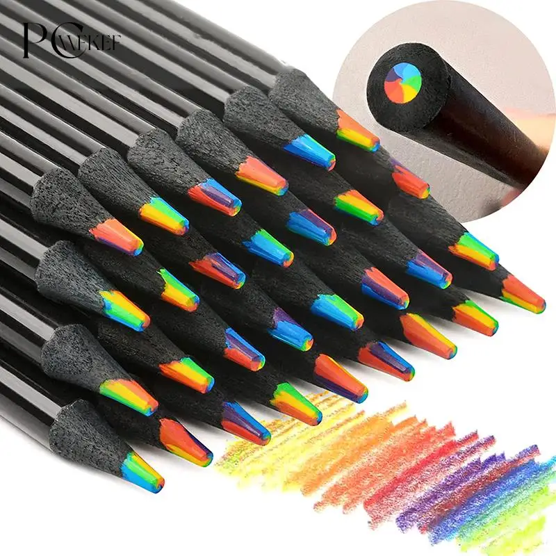 

1Pc 7 Colors Gradient Rainbow Pencils Jumbo-Colored Pencils Multicolored Pencils for Art Drawing Coloring Sketching Random