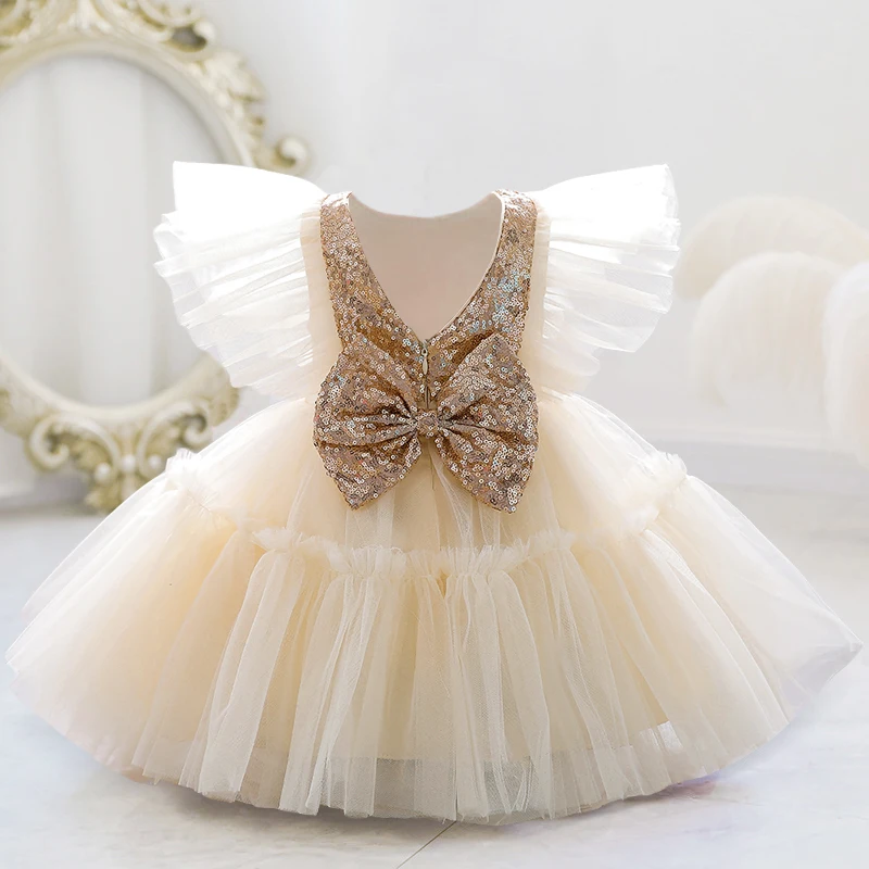 

2023 Toddler 1st Birthday Dress For Baby Girl Clothes Sequin Baptism Princess Tutu Dress Girls Dresses Party Costume 0-5 Year